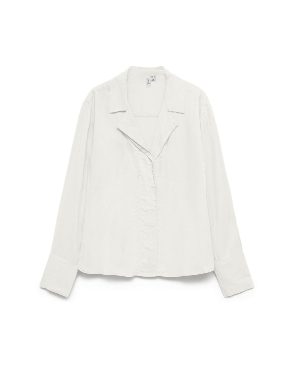 Camisa manga larga cuello pico - Vero Moda - Blanco Blanco-5