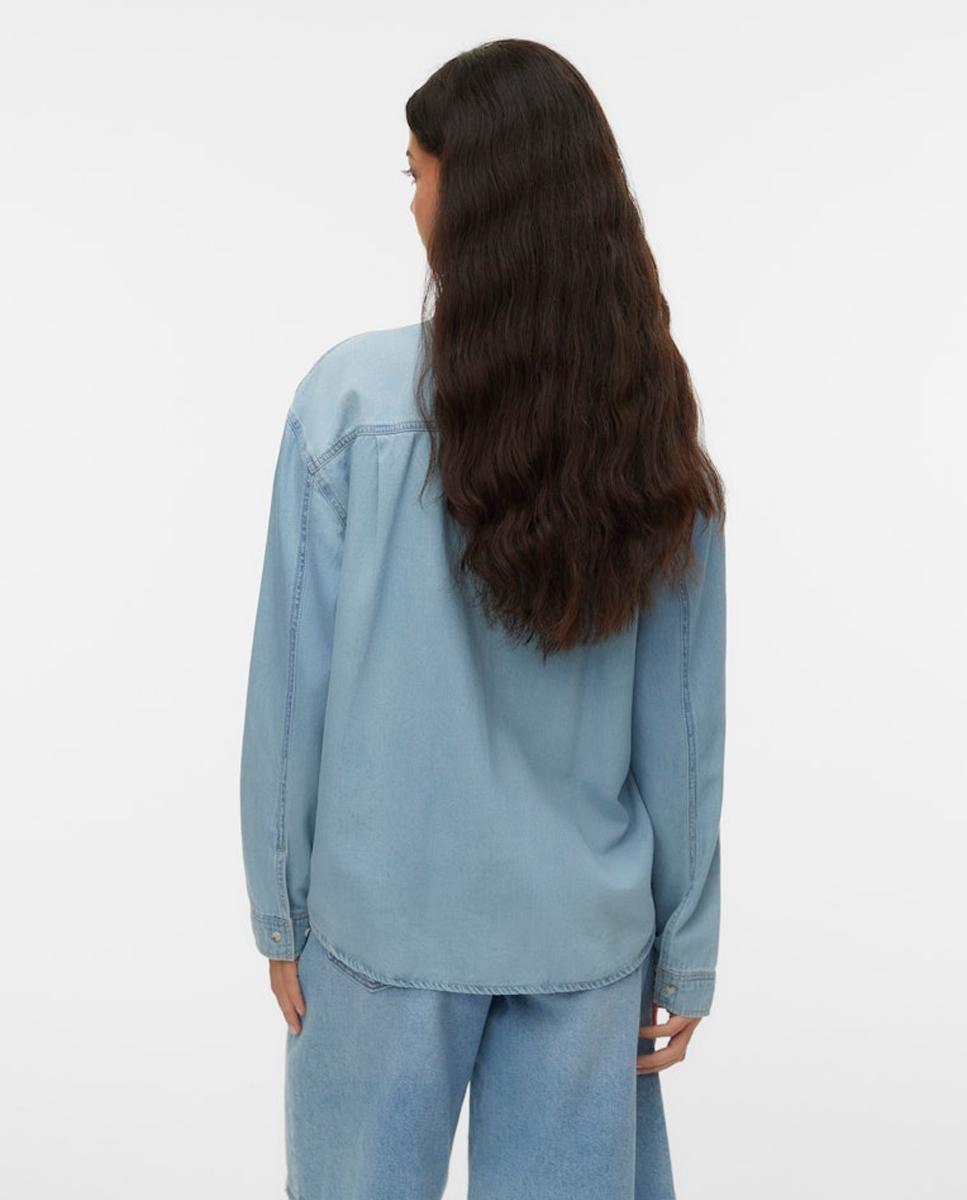 Camisa vaquera con lazo - Vero Moda - Azul Azul-2