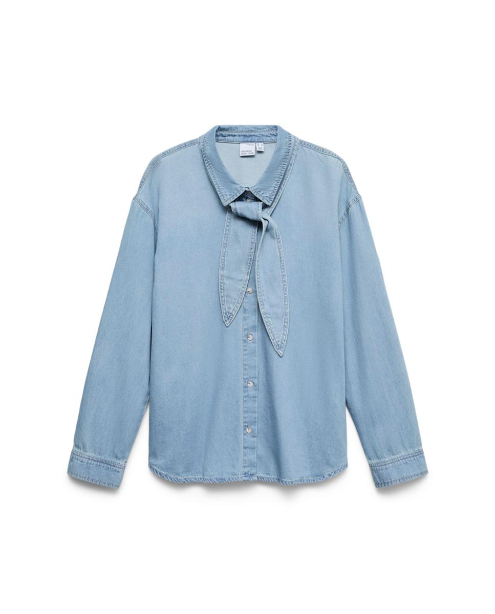 Camisa vaquera con lazo - Vero Moda - Azul Azul-5