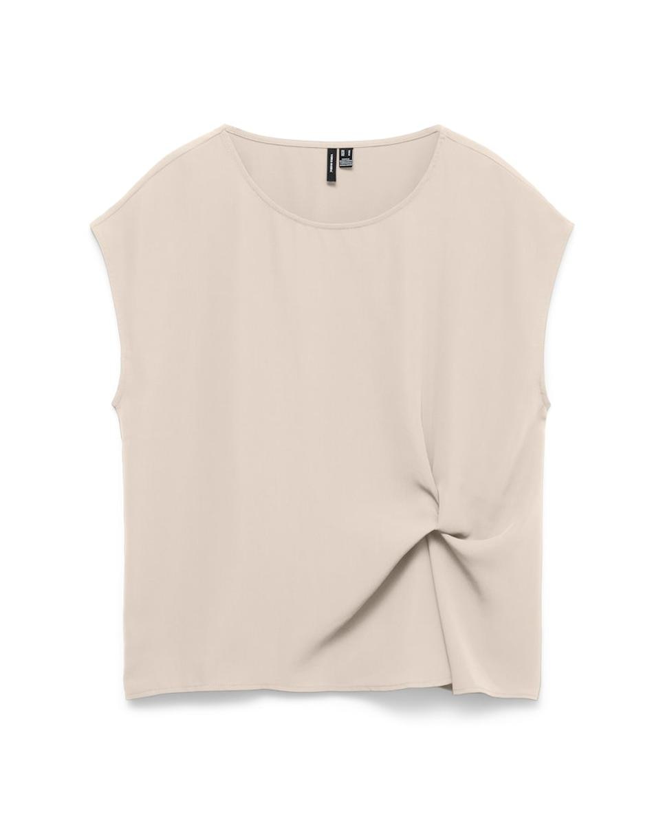 Top de Manga à Cava com Detalhe de Nó Branco-6