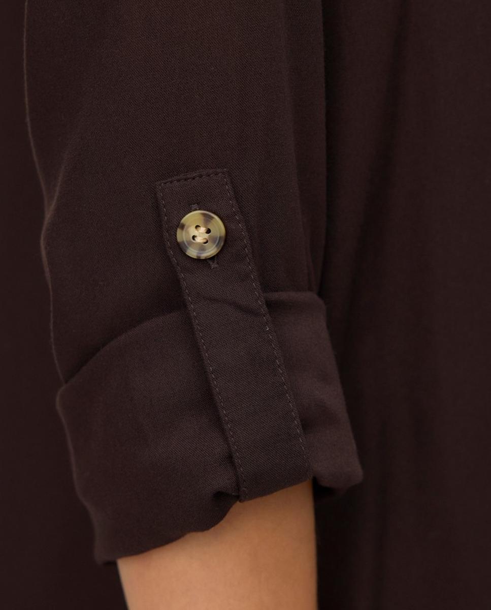 Camisa de mujer de manga larga ajustable con cuello pico - Vero Moda - Marrón oscuro Marrón oscuro-3