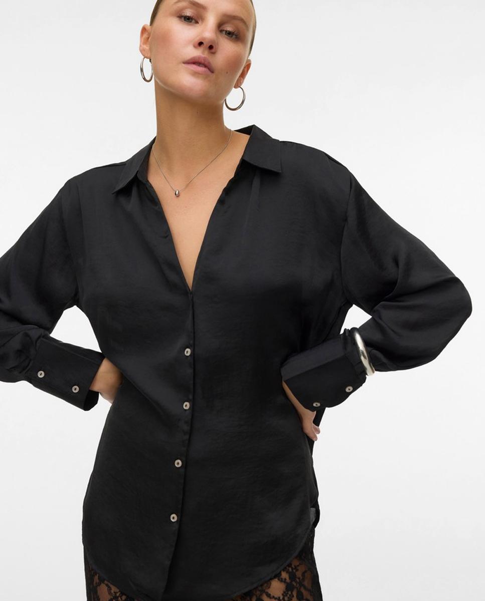 Imagen 1 de Camisa manga larga de mujer con cuello pico - Vero Moda - Negro Negro