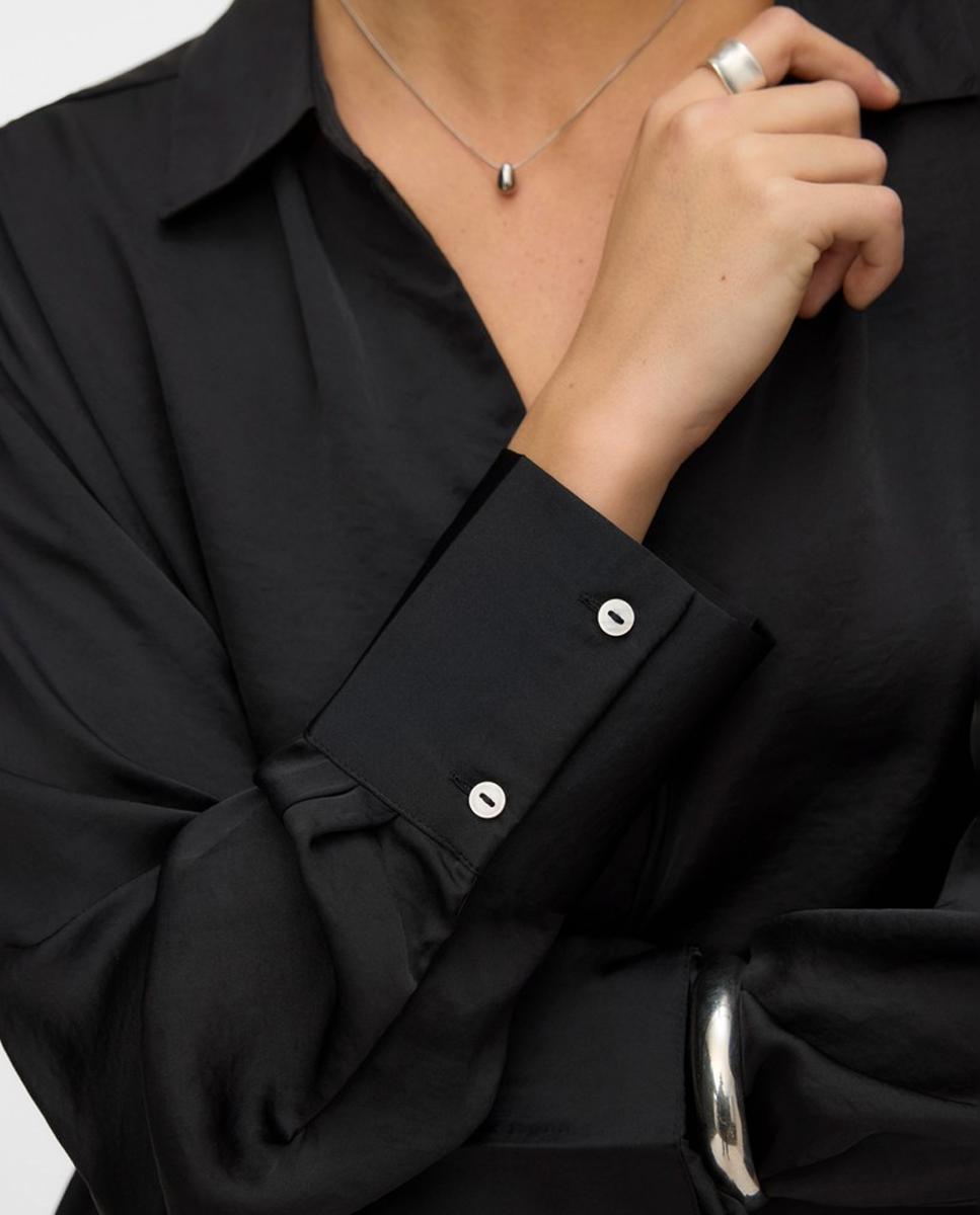 Imagen 2 de Camisa manga larga de mujer con cuello pico - Vero Moda - Negro Negro