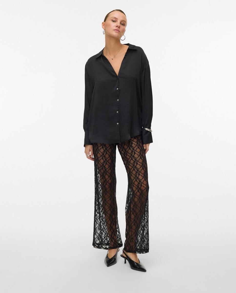 Imagen 4 de Camisa manga larga de mujer con cuello pico - Vero Moda - Negro Negro