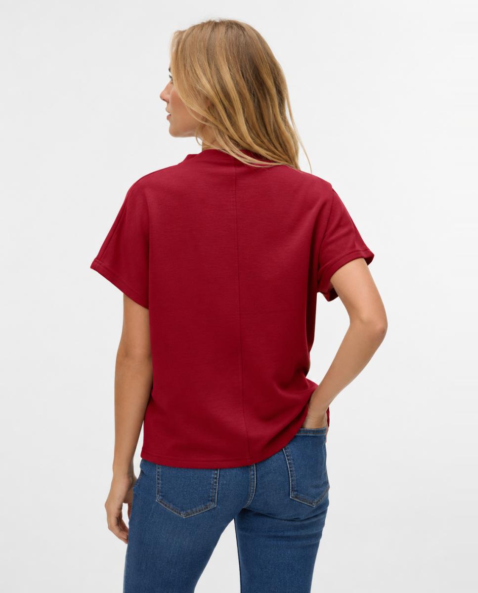 Camiseta manga corta tejido suave de mujer - Vero Moda - Rojo Rojo-2