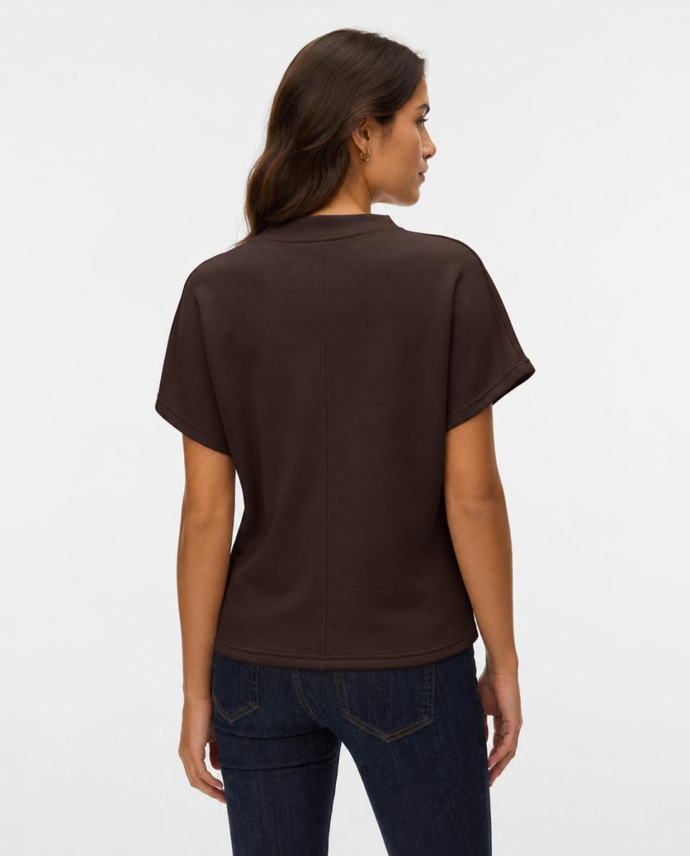 Camiseta manga corta tejido suave de mujer - Vero Moda - Marrón oscuro Marrón oscuro-2