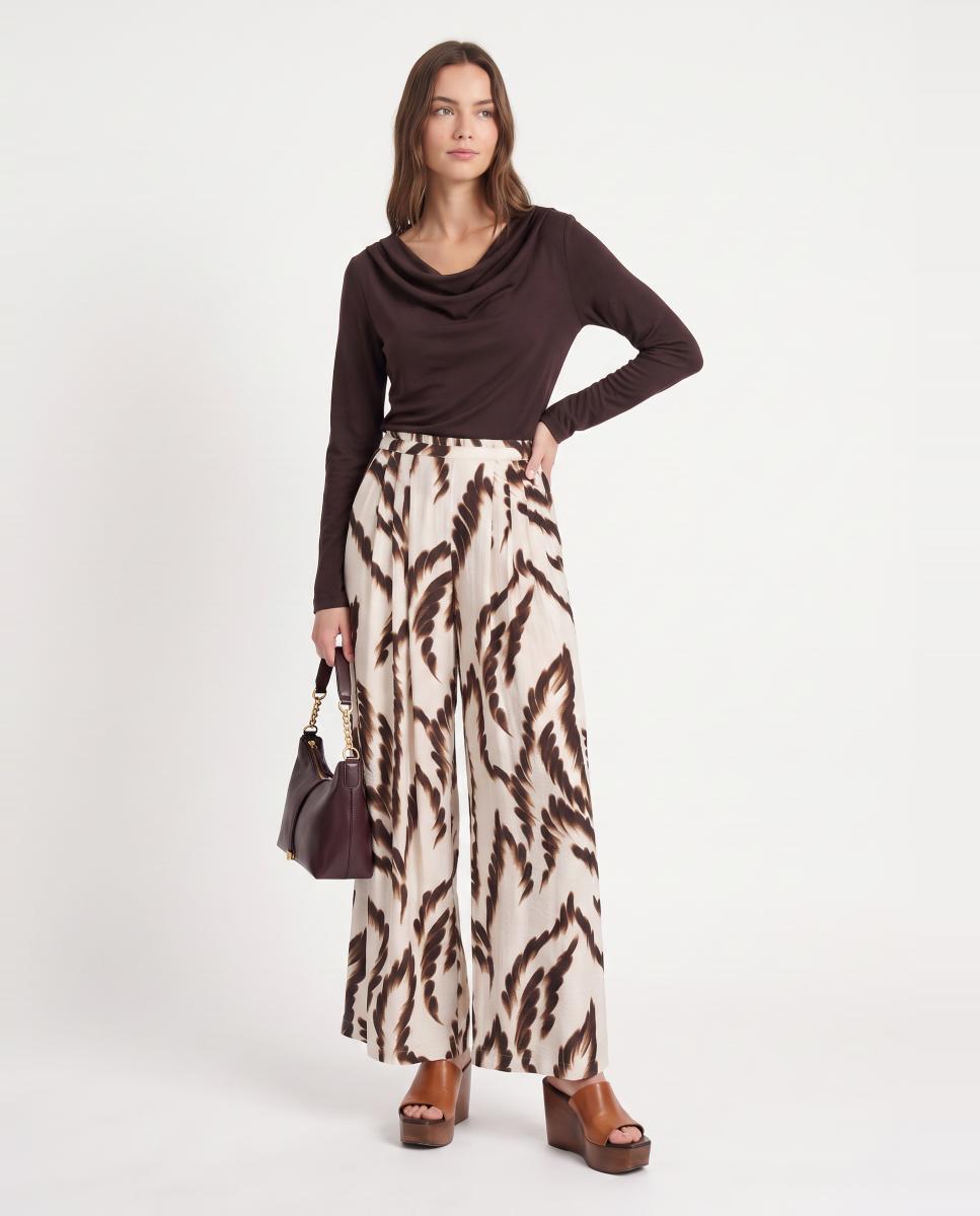 Top con cuello drapeado de manga larga de mujer - Vero Moda - Marrón oscuro Marrón oscuro-3