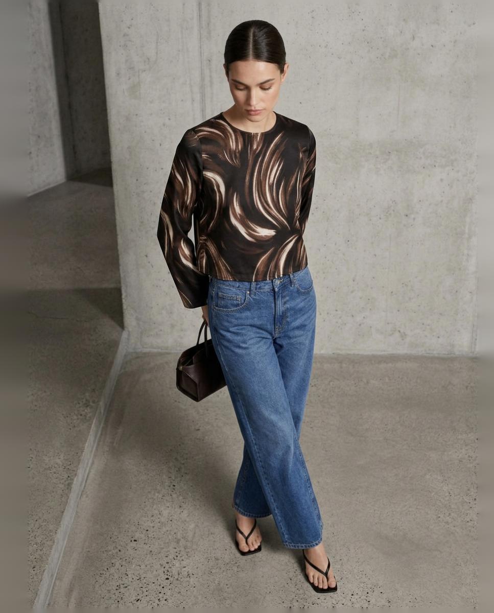 Blusa de manga larga con botón - Vero Moda - Marrón oscuro Marrón oscuro-2