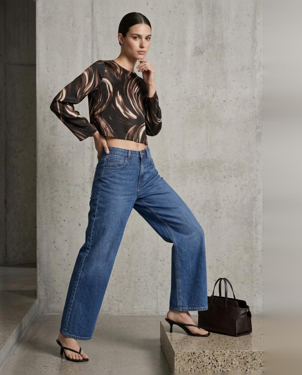 Blusa de manga larga con botón - Vero Moda - Marrón oscuro Marrón oscuro-3