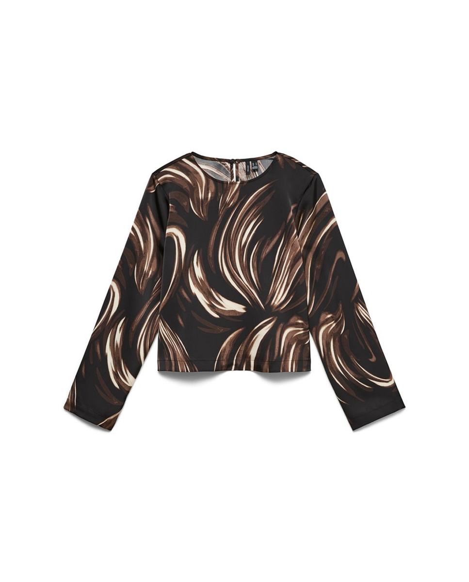 Blusa de manga larga con botón - Vero Moda - Marrón oscuro Marrón oscuro-5