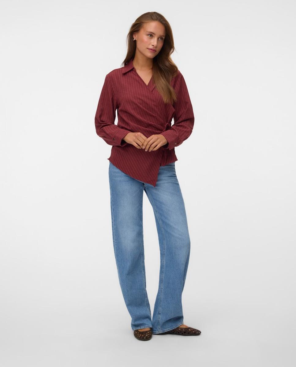 Imagen 4 de Camisa cruzada con lazo - Vero Moda - Burdeos Burdeos
