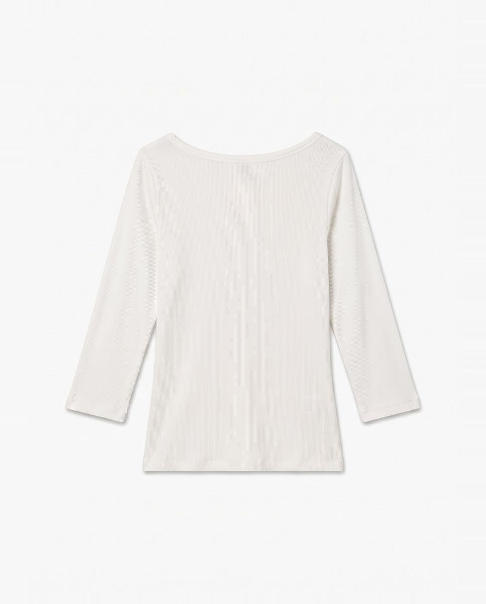 Camiseta de mujer básica manga 3/4 con cuello barco - Vero Moda - Blanco Blanco-5
