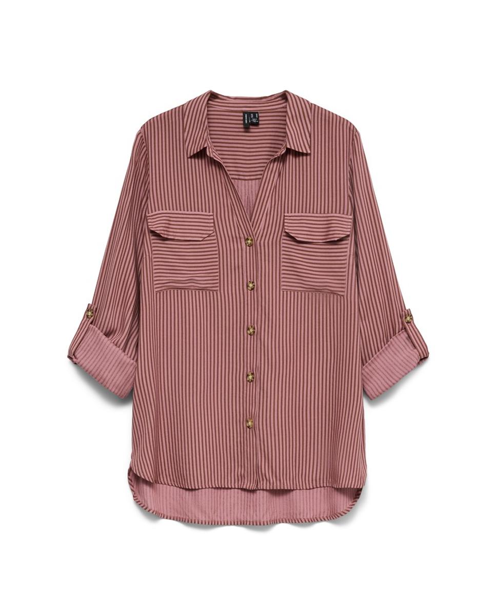 Camisa de mujer de manga larga ajustable con cuello pico - Vero Moda - Granate Granate-1