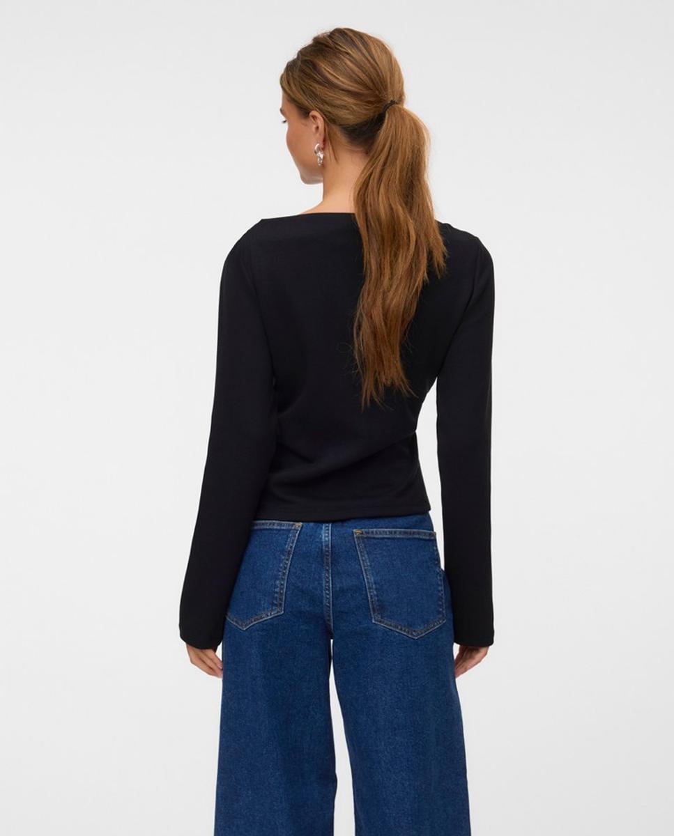 Camiseta asimétrica de manga larga - Vero Moda - Negro Negro-3