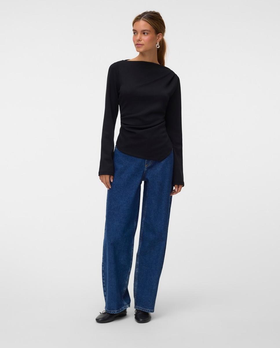 Camiseta asimétrica de manga larga - Vero Moda - Negro Negro-5