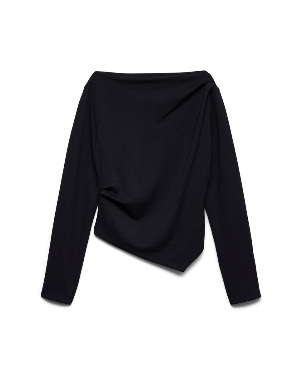 Camiseta asimétrica de manga larga - Vero Moda - Negro Negro-4