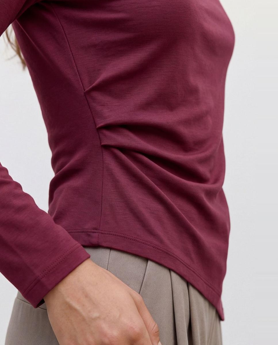 Camiseta asimétrica de manga larga - Vero Moda - Rojo Granate Rojo Granate-3