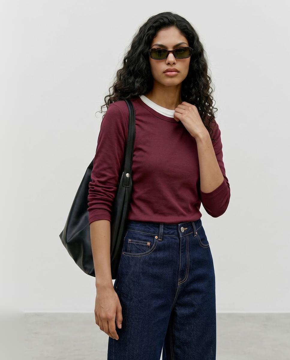 Camiseta básica de manga larga - Vero Moda - Granate Granate-1
