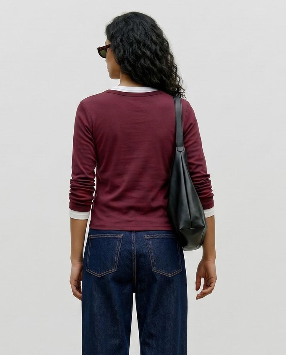 Camiseta básica de manga larga - Vero Moda - Granate Granate-2