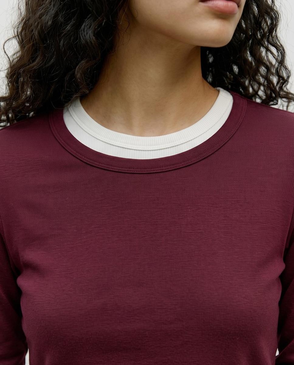Camiseta básica de manga larga - Vero Moda - Granate Granate-3