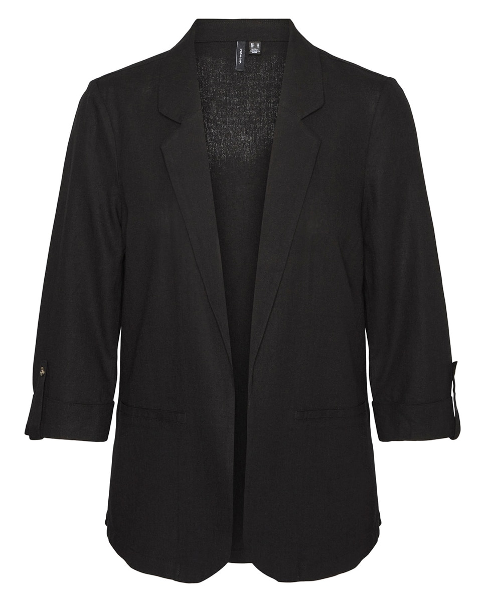Imagen 4 de Blazer de lino de mujer sin cierre botón - Vero Moda - Negro Negro
