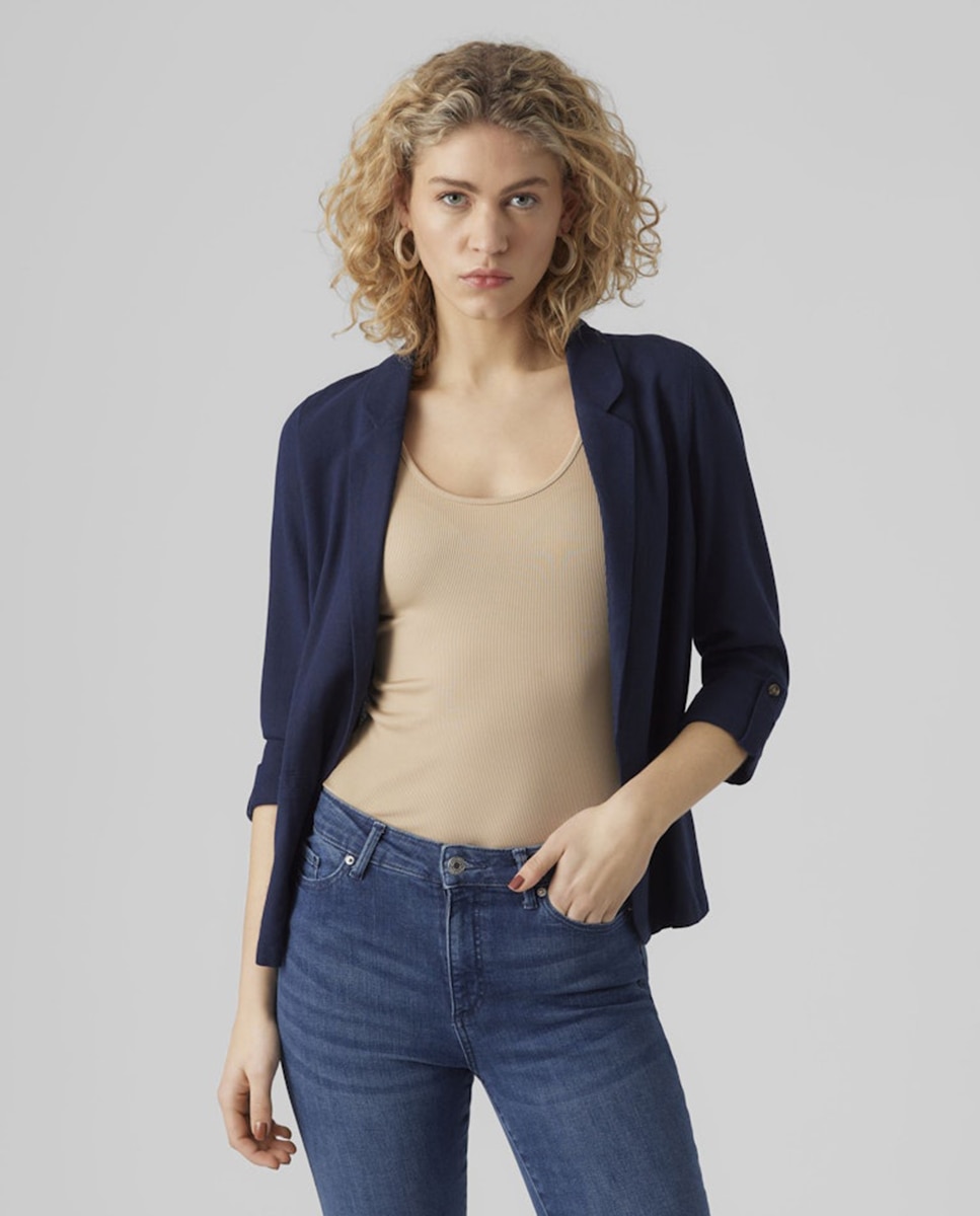 Imagen 1 de Blazer clásica de mujer abierta - Vero Moda - Blanco Azul marino