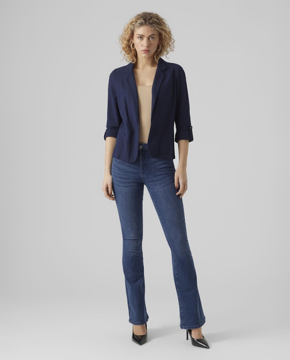Imagen 5 de Blazer clásica de mujer abierta - Vero Moda - Blanco Azul marino