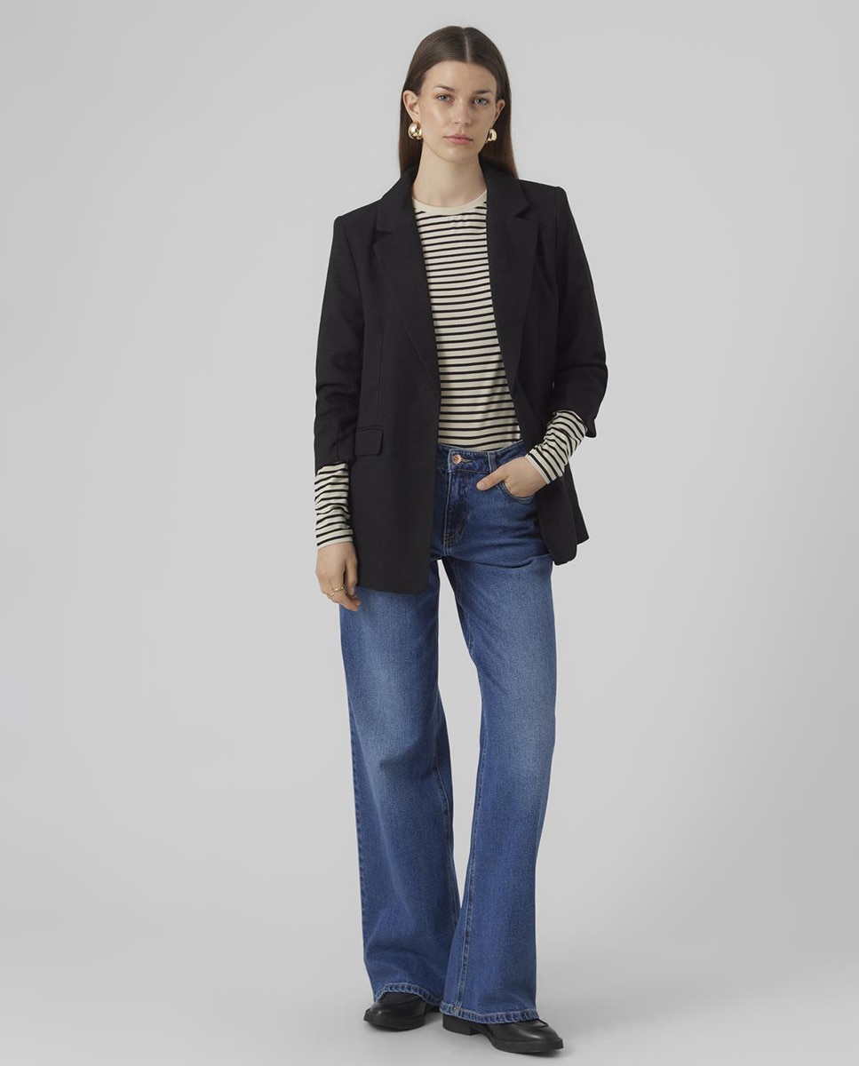 Blazer com Manga 3/4 Preto-4