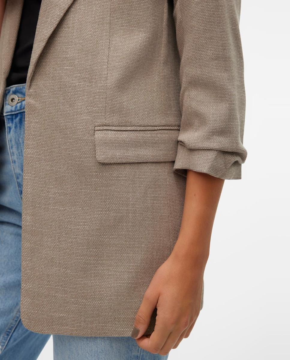 Blazer com Manga 3/4 Castanho-3