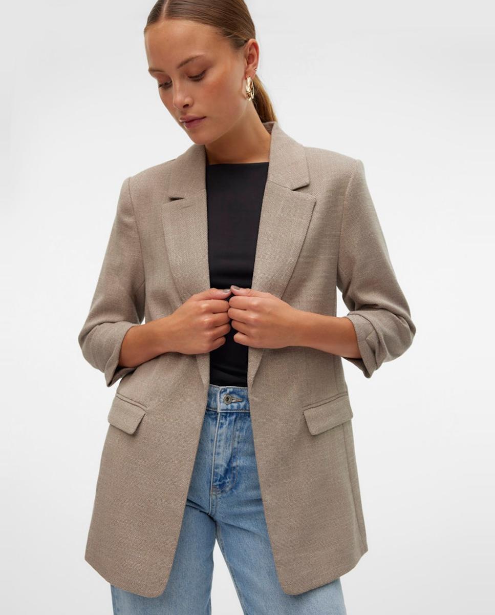 Blazer com Manga 3/4 Castanho-5