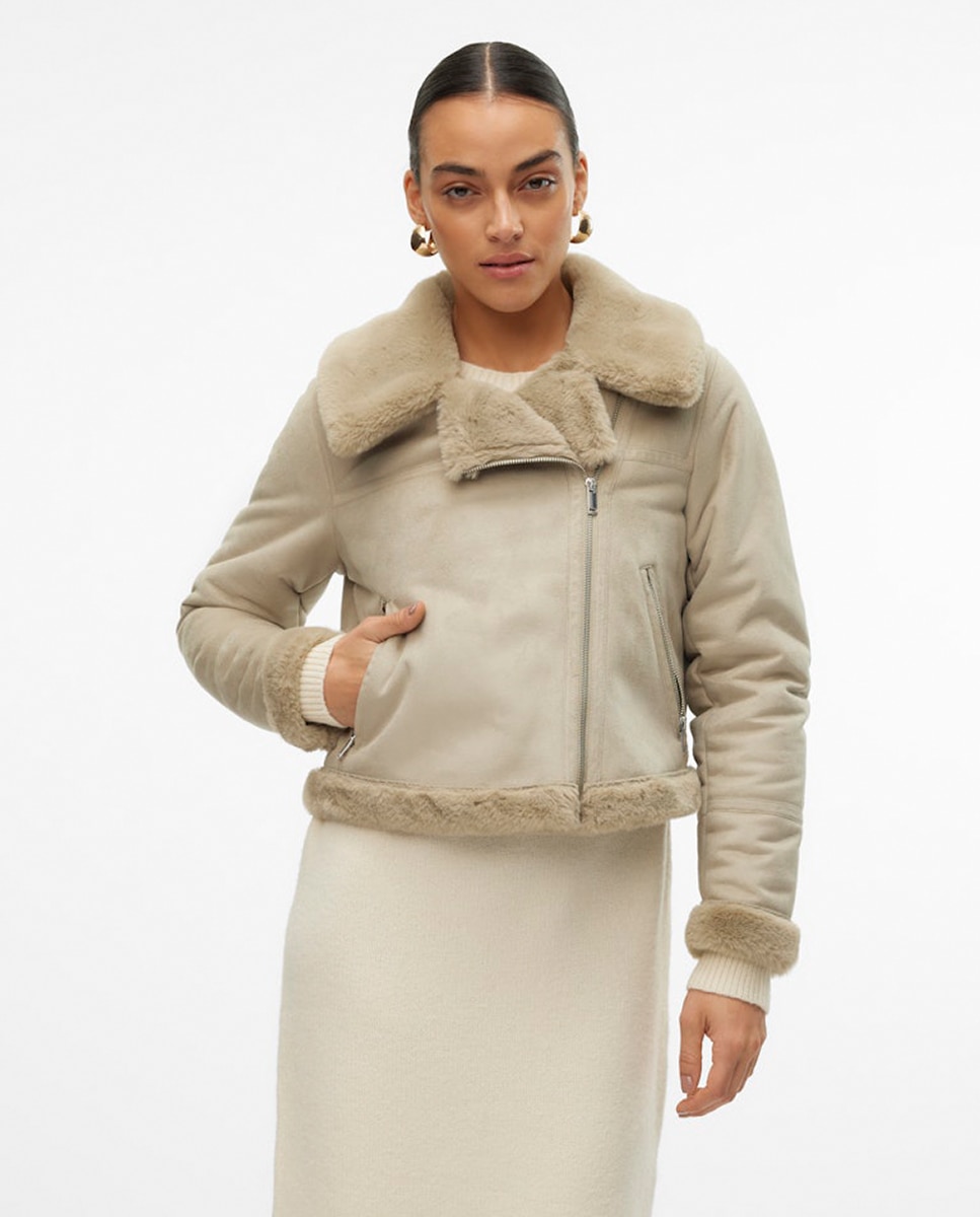 Vero Moda - Cazadora de mujer de terciopelo con cremallera.