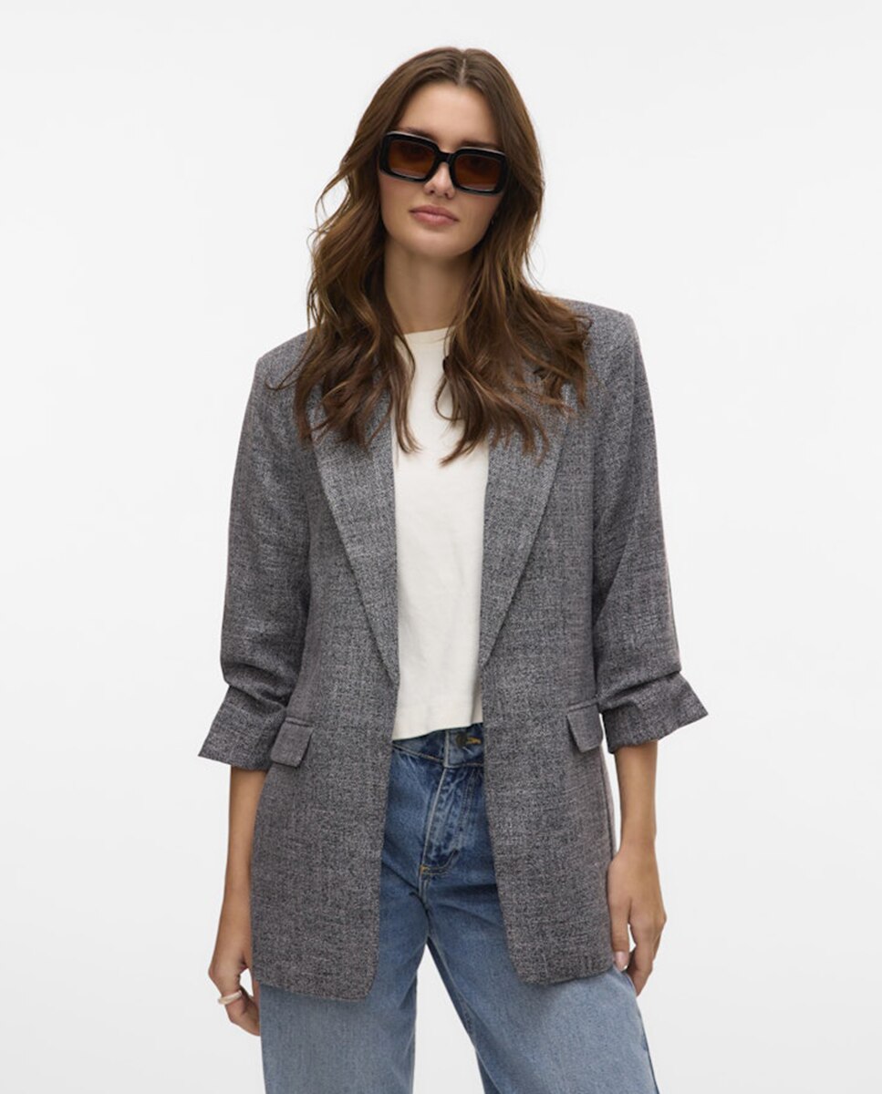 Blazer de mujer con manga francesa - Vero Moda - Marrón oscuro Gris oscuro-4