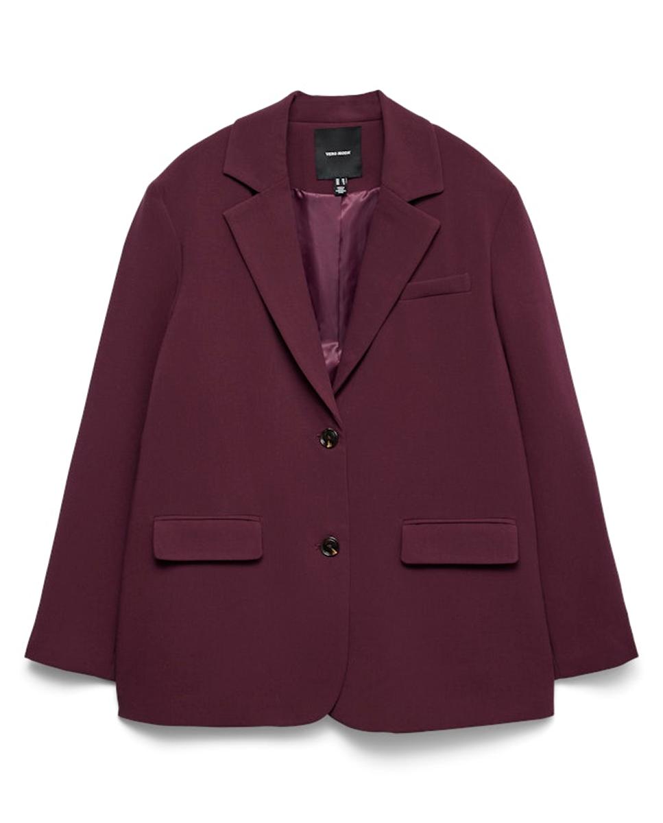 Blazer Oversize com Fecho de Botões Grená-5