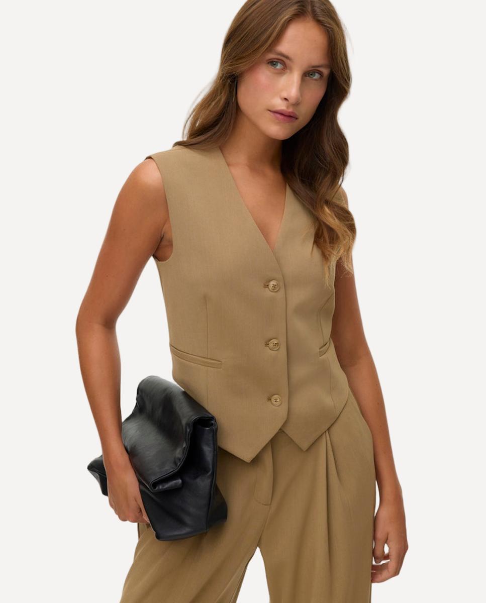 Chaleco de vestir de mujer terminado en pico - Vero Moda - Camel Camel-1