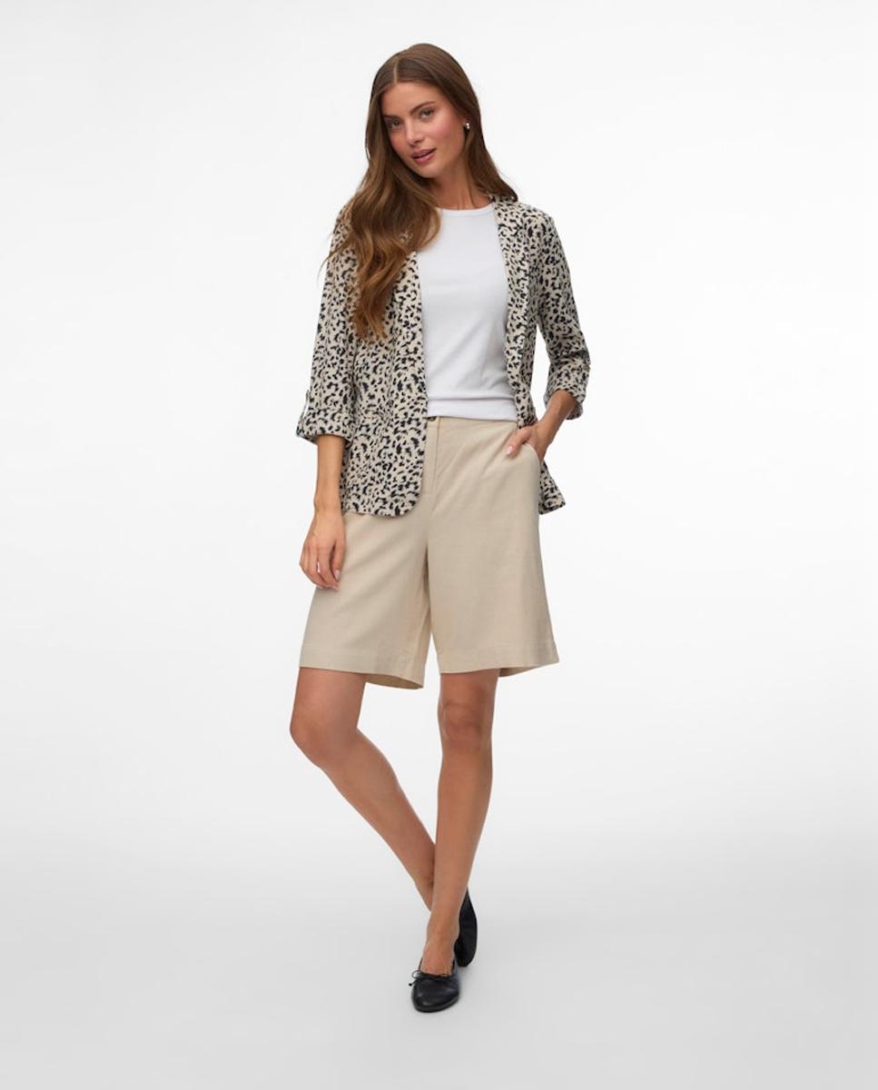 Blazer Aberto em Tecido de Linho Multicolor-5