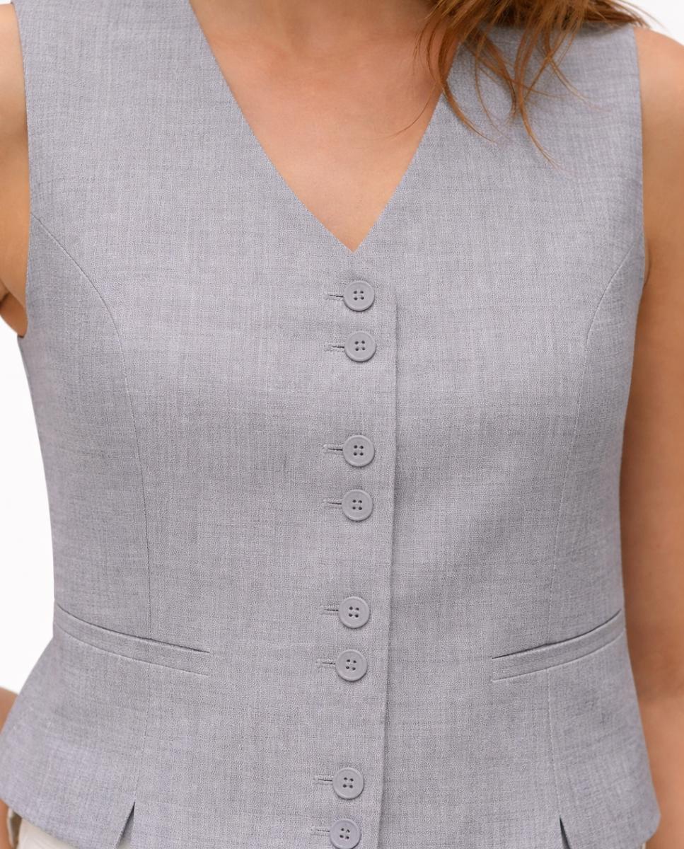 Chaleco de mujer con cierre de botones y abertura frontal - Vero Moda - Blanco Gris claro-2