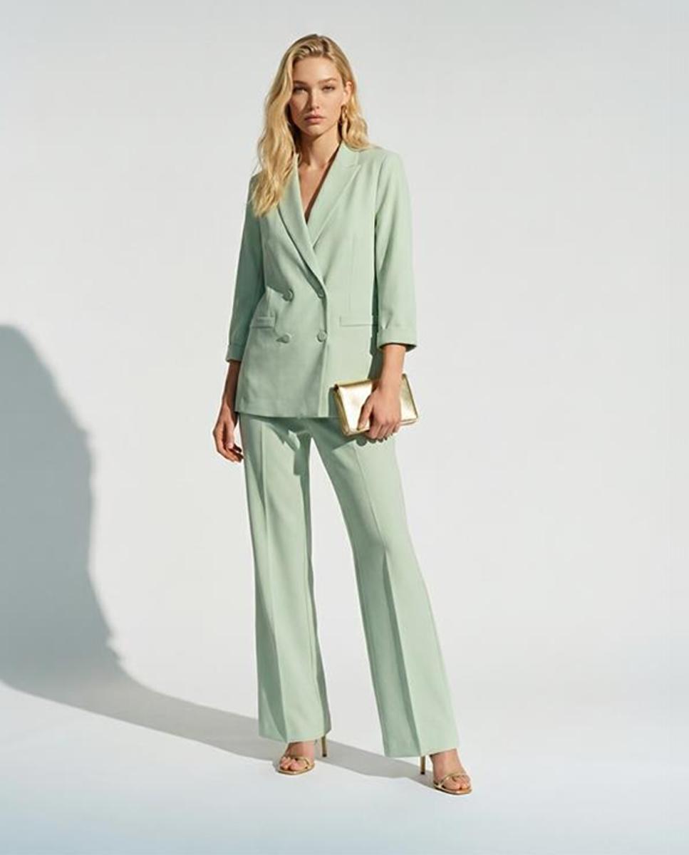 Blazer Clássico com Botão Duplo Verde Água-1