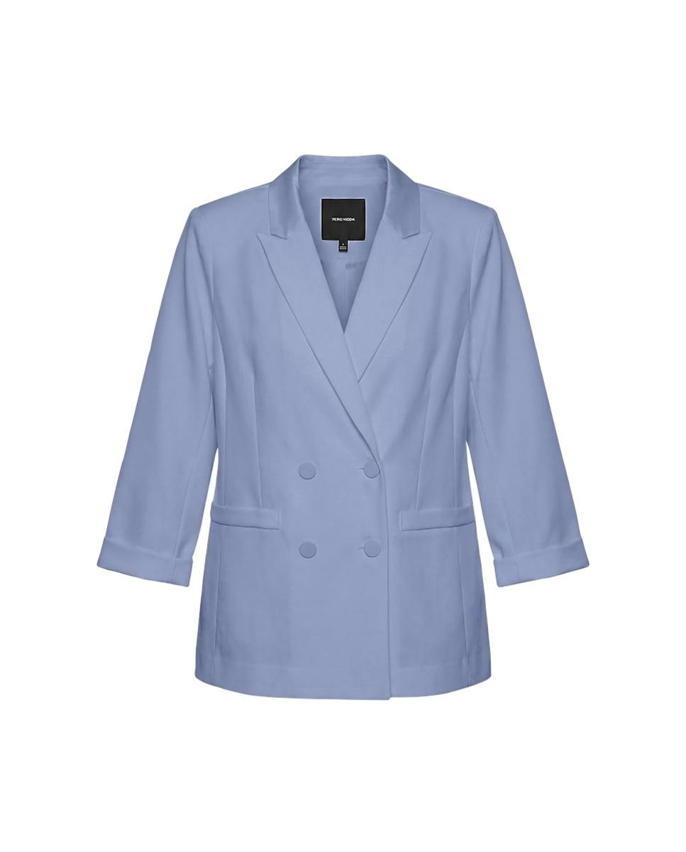 Blazer Clássico com Botão Duplo Azul-3