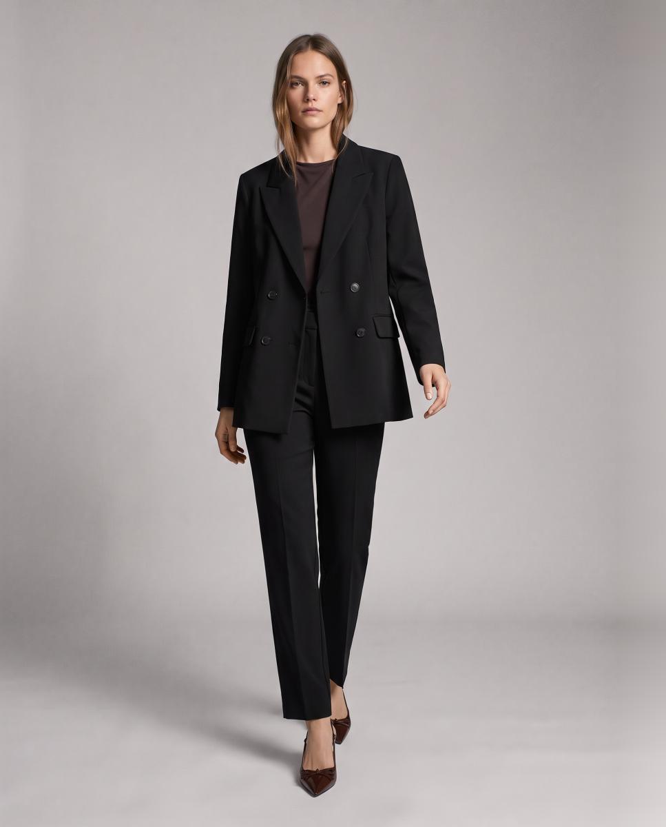 Blazer Clássico com Botão Duplo Preto-4