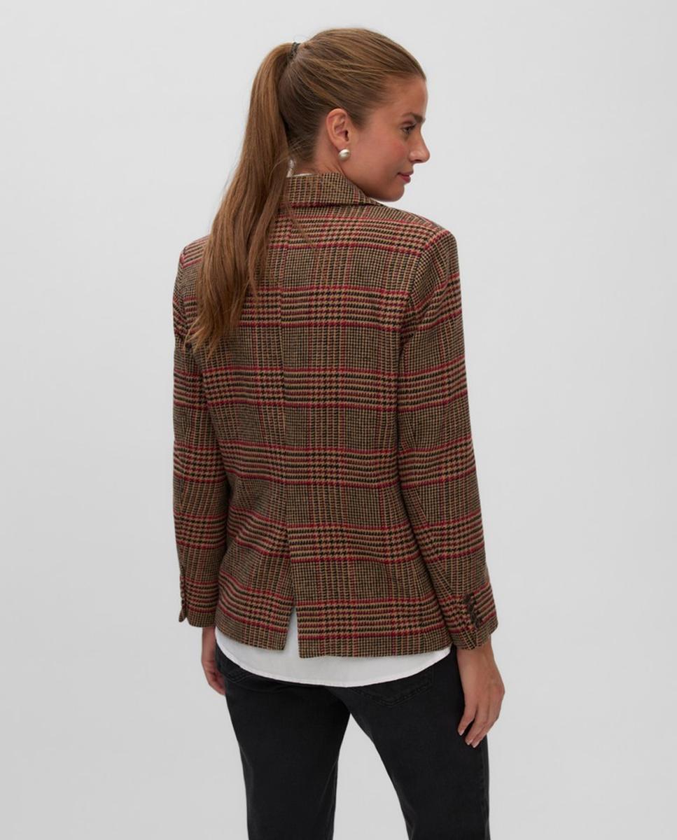 Blazer con botón estampado cuadros - Vero Moda - Caramelo Caramelo-2