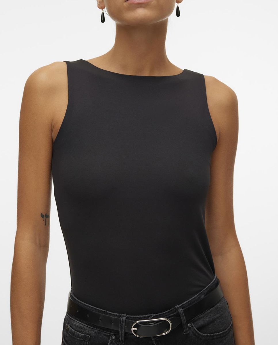 Top con escote cuadrado de mujer sin mangas - Vero Moda - Negro Negro-3