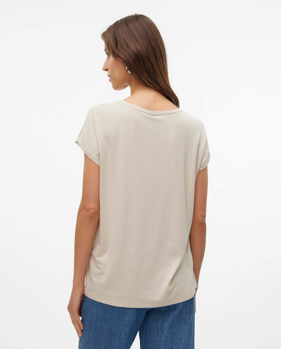 T-shirt básica de mulher com manga curta Branco-2