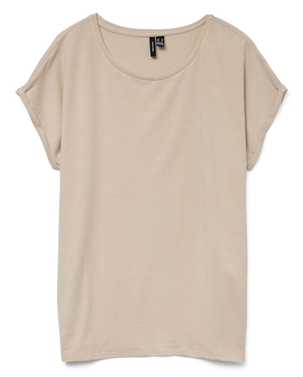 T-shirt básica de mulher com manga curta Branco-5