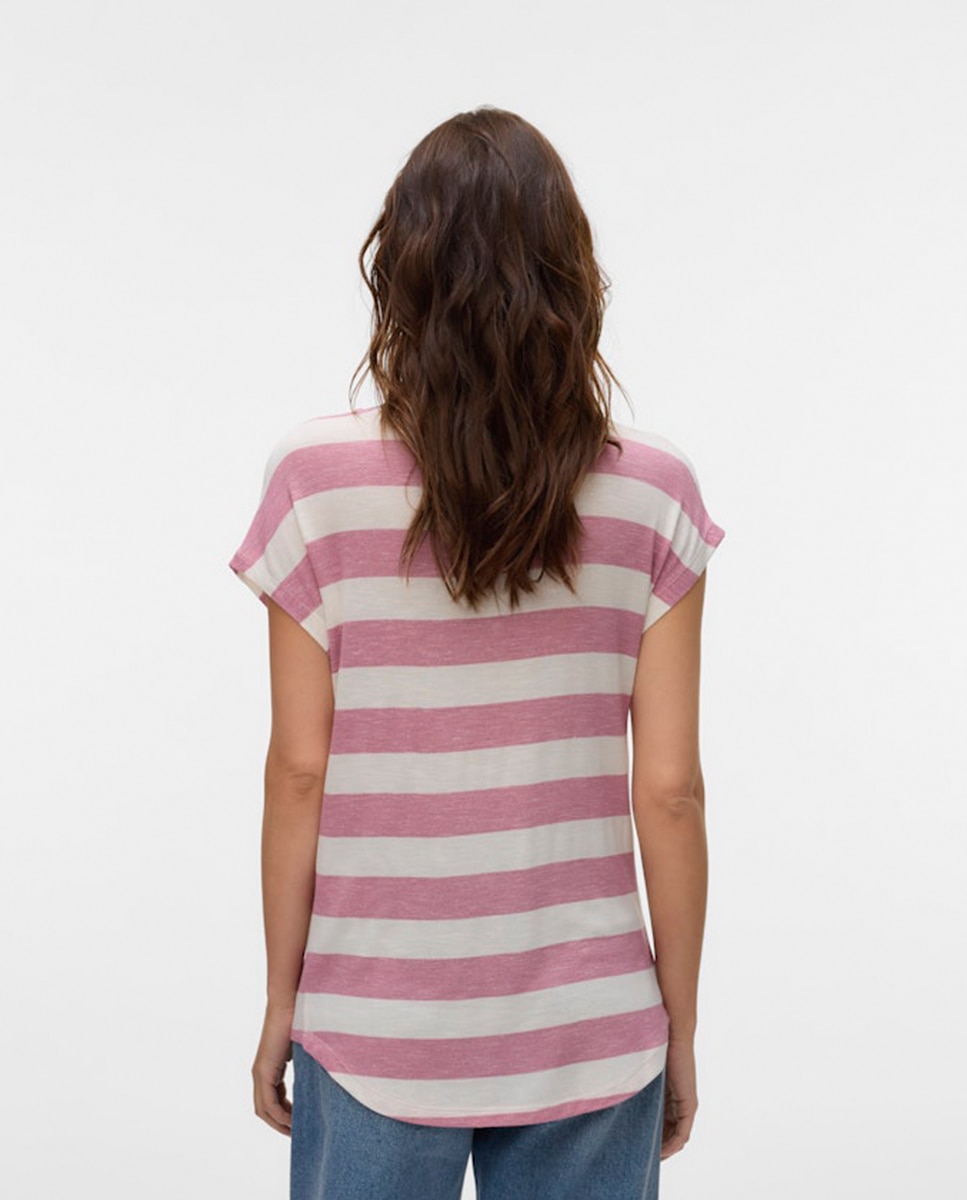 T-shirt de mulher de manga curta e decote redondo Branco-2