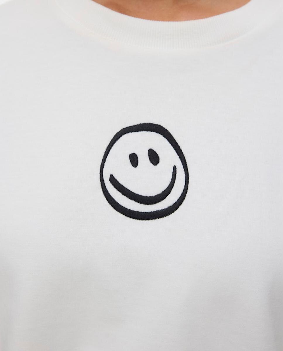 T-shirt Básica com Estampado Branco-2