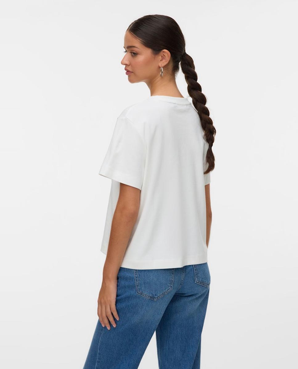 T-shirt Básica com Estampado Branco-3