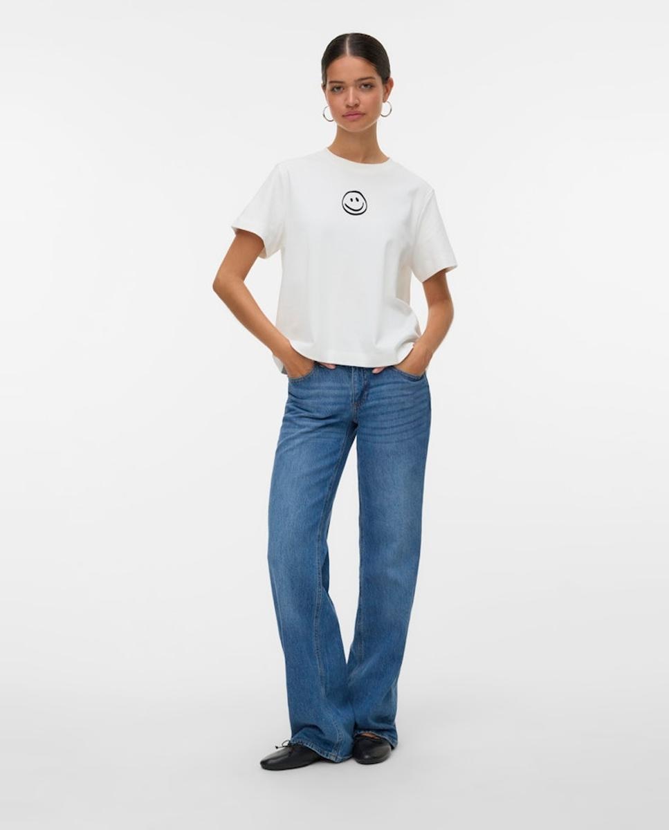 T-shirt Básica com Estampado Branco-5