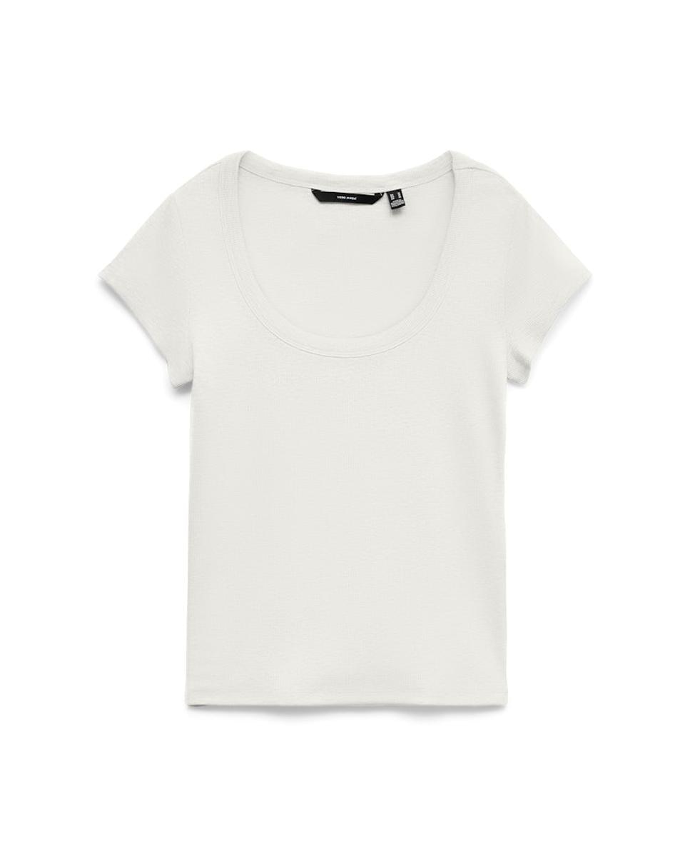 T-shirt básica de mulher com manga curta Branco-4
