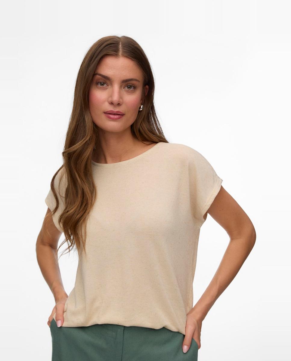 Vero Moda - Camiseta holgada de mujer cuello redondo.
