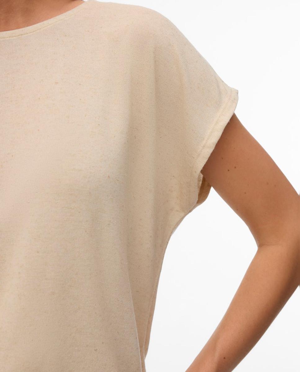 T-shirt Folgada com Decote Redondo Branco-gelo-3